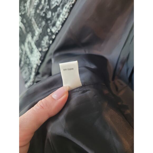 Christopher & Banks Duster Jacket Women’s L Black Silver Tapestry EUC - Picture 13 of 14